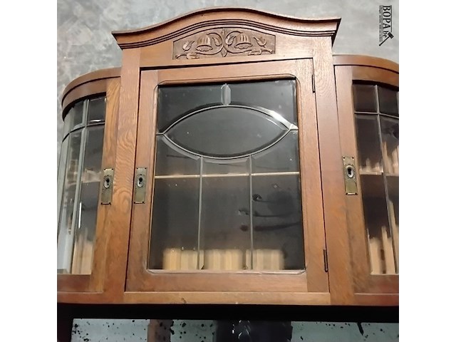 Lot 78 - bovenstuk antieken vitrinekast - eikenhout - afbeelding 2 van  2