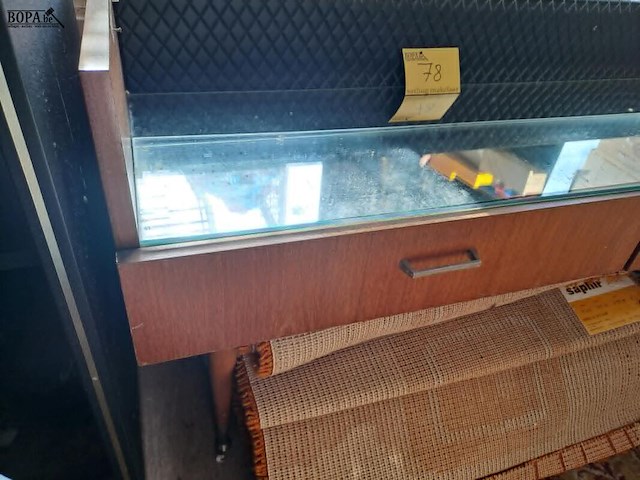 Lot 78 - vintage dressoir met spiegel '60 - 2 lades en glazen bovenpl - afbeelding 2 van  3