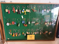 Lot 78 - vitrine hangkast met vintage sleutelhangers. 57 stuks - afbeelding 1 van  5