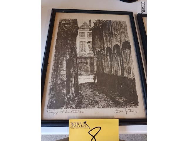 Lot 8 - pentekeningen brugge. 2 stuks - afbeelding 2 van  5