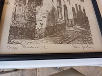 Lot 8 - pentekeningen brugge. 2 stuks - afbeelding 5 van  5