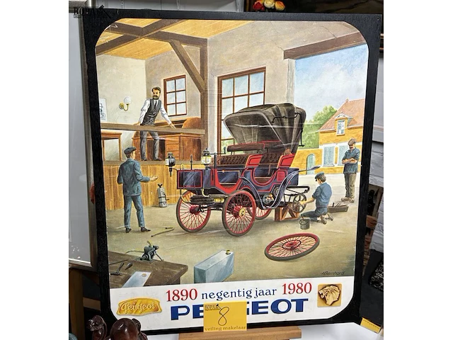 Lot 8 - retro reclame-illustratie peugeot - get. - afbeelding 1 van  3