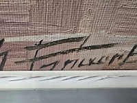 Lot 8 - stilleven op doek in decoratieve kader, getekend - afbeelding 2 van  3