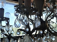 Lot 80 - antieke kroonluchter goudkleurige messing versierd met krist - afbeelding 2 van  4