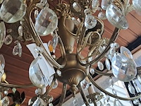 Lot 80 - antieke kroonluchter goudkleurige messing versierd met krist - afbeelding 4 van  4