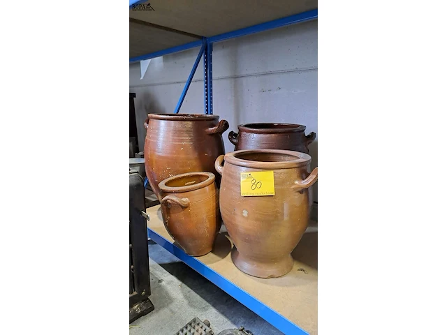 Lot 80 - antieken keulse potten in geglazuurd aardewerk - 4 stuks - afbeelding 2 van  6