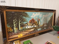 Lot 80 - schilderij nederlands landschap met molen