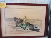 Lot 81 - tekening in kader - afbeelding 1 van  3