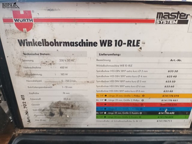 Lot 82 - hoekboormachine würth - afbeelding 2 van  4