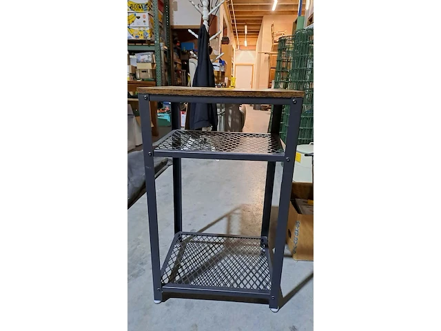 Lot 82 - modern bijzettafel zwart metaal en fineer - afbeelding 3 van  3