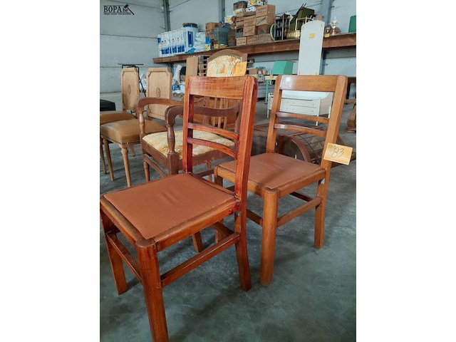Lot 83 - antieken belgische eetkamerstoelen '30 - collectorsitem - ar - afbeelding 2 van  3