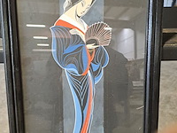 Lot 83 - prent oosterse vrouw - gesigneerd - afbeelding 2 van  3