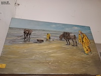Lot 83 - schilderij de garnaalvissers - afbeelding 1 van  3