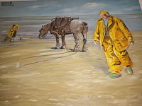 Lot 83 - schilderij de garnaalvissers - afbeelding 2 van  3