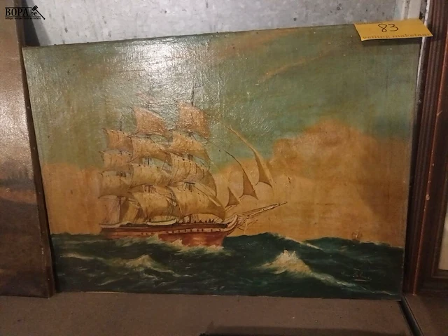 Lot 83 - schilderij van zeilschip - afbeelding 1 van  3