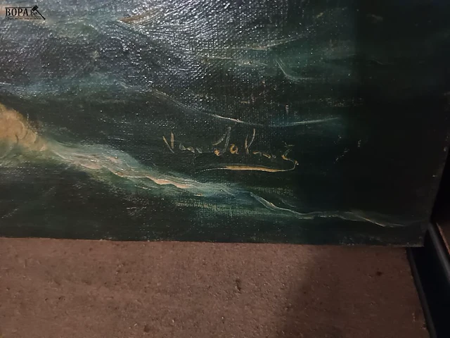 Lot 83 - schilderij van zeilschip - afbeelding 2 van  3