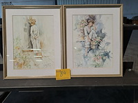 Lot 84 - duo ingelijste replica aquarellen gordon king - romantische - afbeelding 1 van  3
