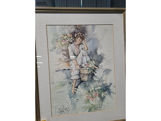 Lot 84 - duo ingelijste replica aquarellen gordon king - romantische - afbeelding 3 van  3