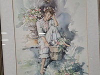 Lot 84 - duo ingelijste replica aquarellen gordon king - romantische - afbeelding 3 van  3