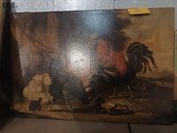 Lot 84 - schilderij hoenderen
