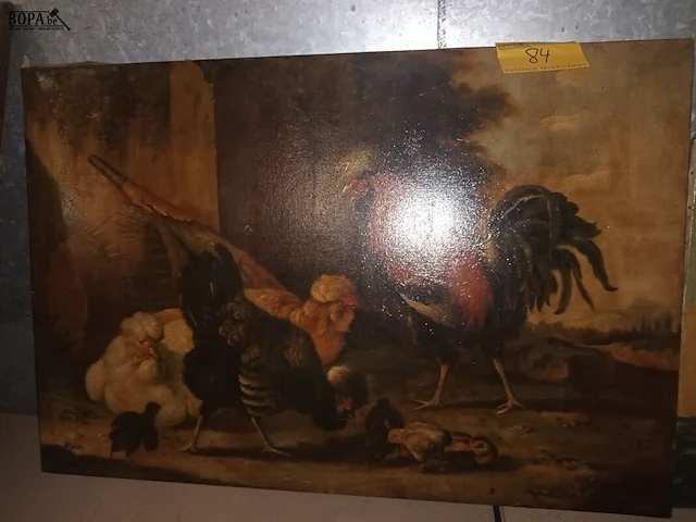 Lot 84 - schilderij hoenderen - afbeelding 2 van  4