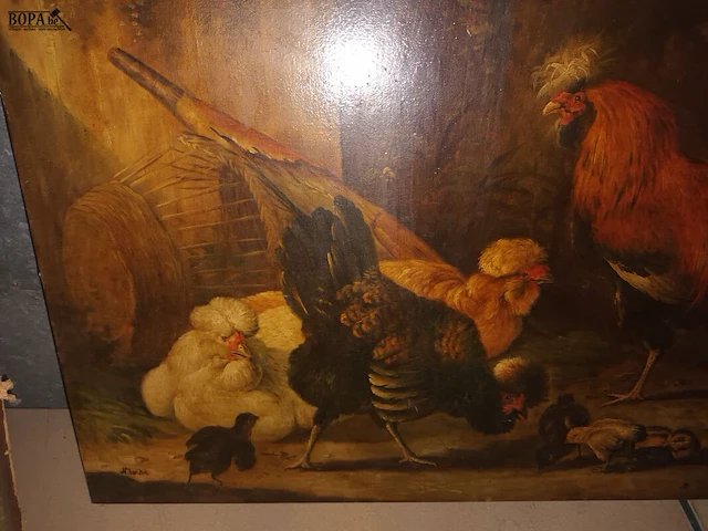 Lot 84 - schilderij hoenderen - afbeelding 3 van  4