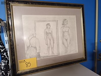 Lot 85 - tekening in kader - afbeelding 1 van  5