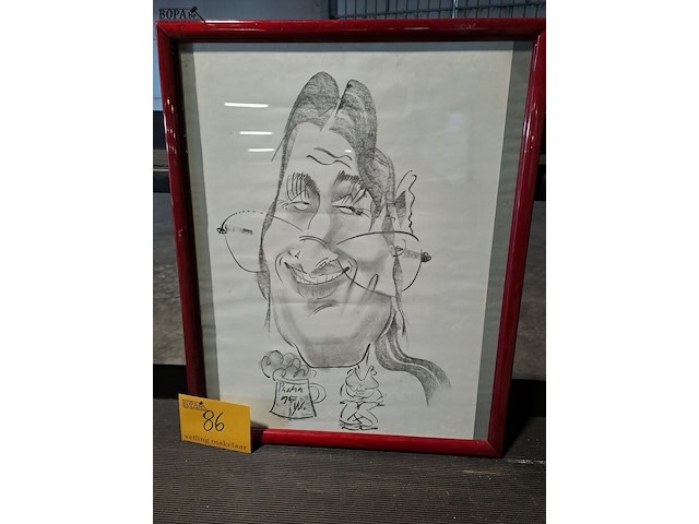 Lot 86 - karikatuur man met bril 43*53 - afbeelding 1 van  1