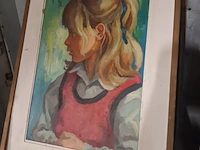 Lot 86 - schilderij van kind in kader