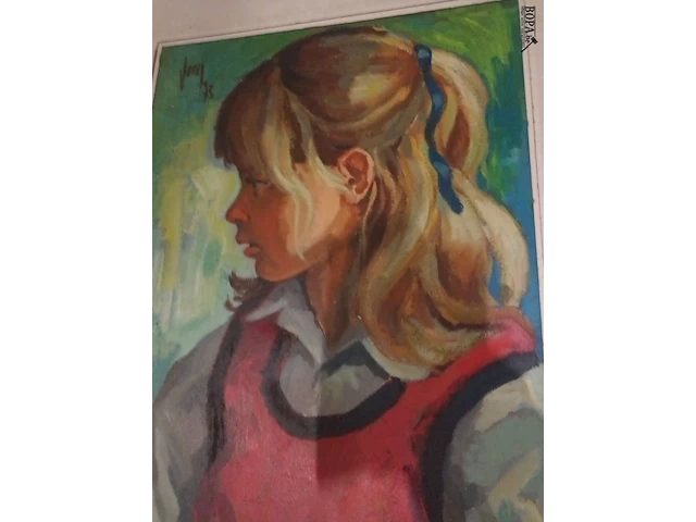 Lot 86 - schilderij van kind in kader - afbeelding 2 van  3