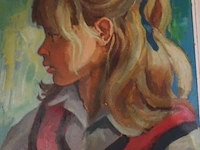 Lot 86 - schilderij van kind in kader - afbeelding 2 van  3