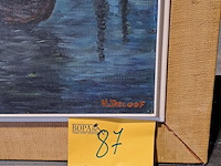 Lot 87 - olieverfschilderij schepen bij nacht - deloof - 45*56 - afbeelding 2 van  3