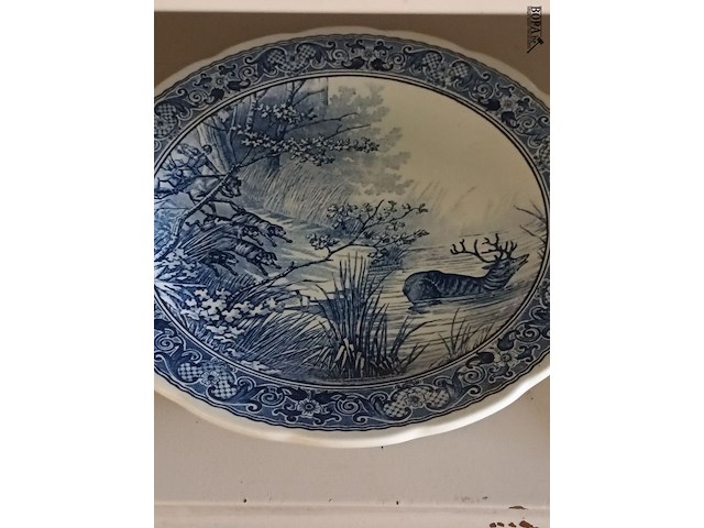 Lot 87 - sierborden wit/blauw. 3 stuks - afbeelding 2 van  7