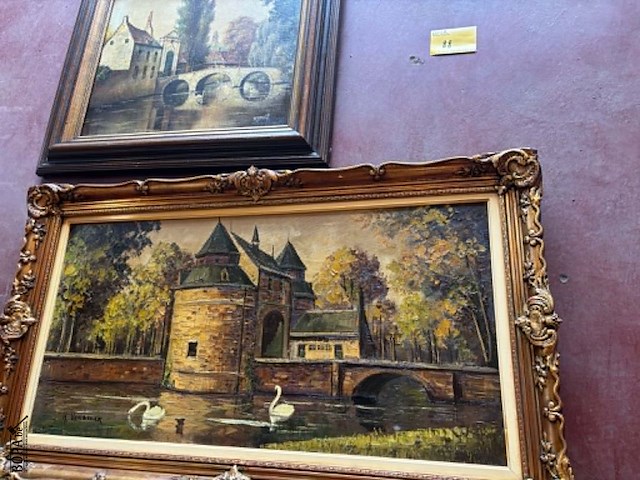 Lot 88 - lot schilderijen diverse olieverf - getekend - afbeelding 3 van  10