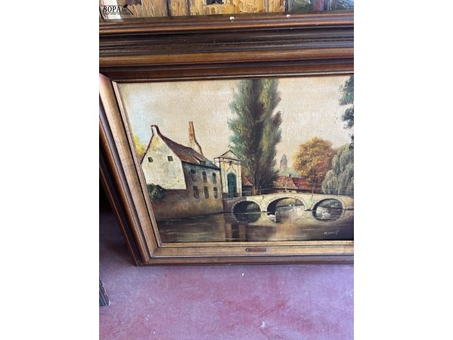 Lot 88 - lot schilderijen diverse olieverf - getekend - afbeelding 8 van  10