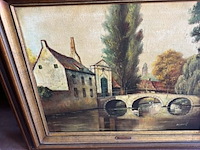 Lot 88 - lot schilderijen diverse olieverf - getekend - afbeelding 8 van  10