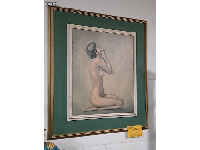 Lot 88 - naakt portret op doek, getekend - afbeelding 1 van  2
