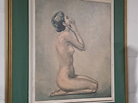 Lot 88 - naakt portret op doek, getekend - afbeelding 1 van  2