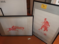 Lot 88 - oosterse kunstwerken. 2 stuks - afbeelding 1 van  3