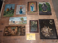 Lot 88 - schilderij op plank. 8 stuks - afbeelding 1 van  5