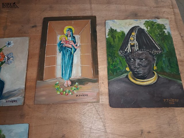 Lot 88 - schilderij op plank. 8 stuks - afbeelding 2 van  5