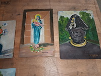 Lot 88 - schilderij op plank. 8 stuks - afbeelding 2 van  5