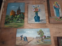 Lot 88 - schilderij op plank. 8 stuks - afbeelding 3 van  5