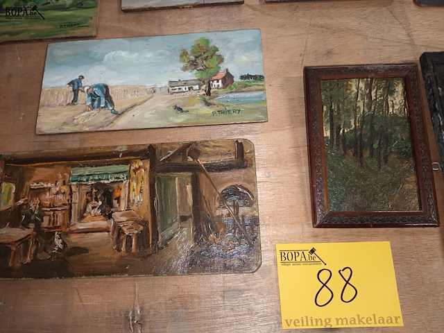 Lot 88 - schilderij op plank. 8 stuks - afbeelding 4 van  5