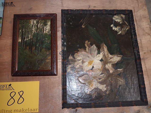 Lot 88 - schilderij op plank. 8 stuks - afbeelding 5 van  5