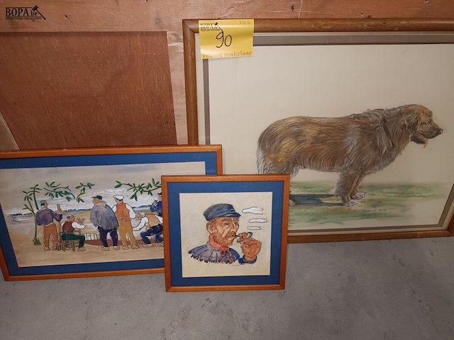Lot 90 - tekeningen. 3 stuks - afbeelding 1 van  4