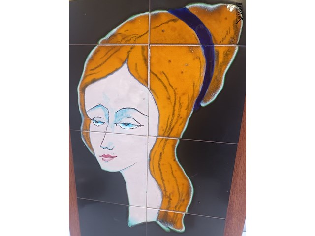 Lot 91 - retro wandpaneel met tegels - afbeelding 3 van  3