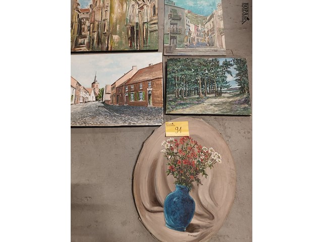 Lot 91 - schilderijen. 5 stuks - afbeelding 1 van  5