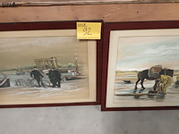 Lot 92 - tekeningen. 2 stuks - afbeelding 1 van  5