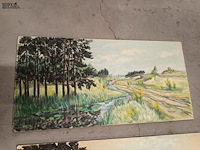 Lot 93 - schilderij op plank. 4 stuks - afbeelding 2 van  5